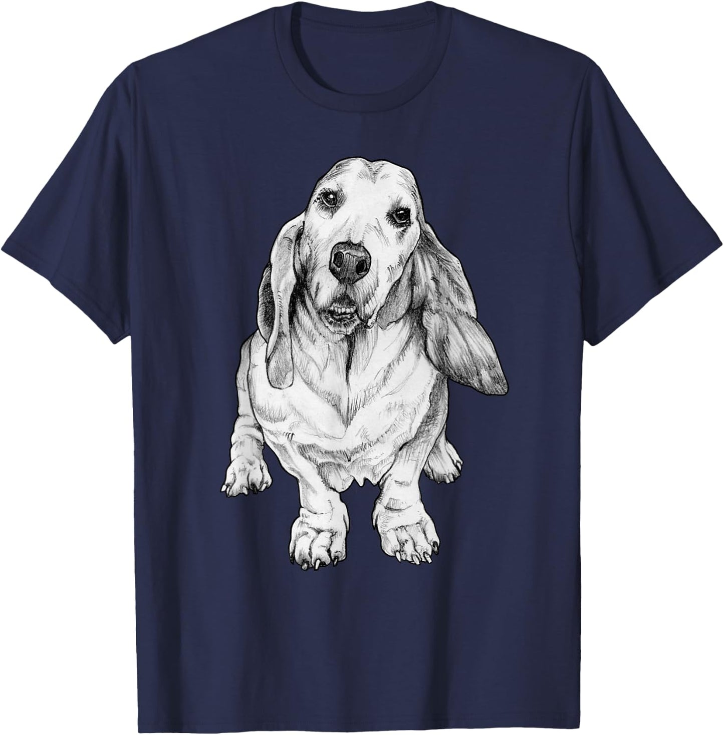 Daisy Dog Bassett Hound Illustration Men Women Kids T-Shirt - T-Shirt | Navy