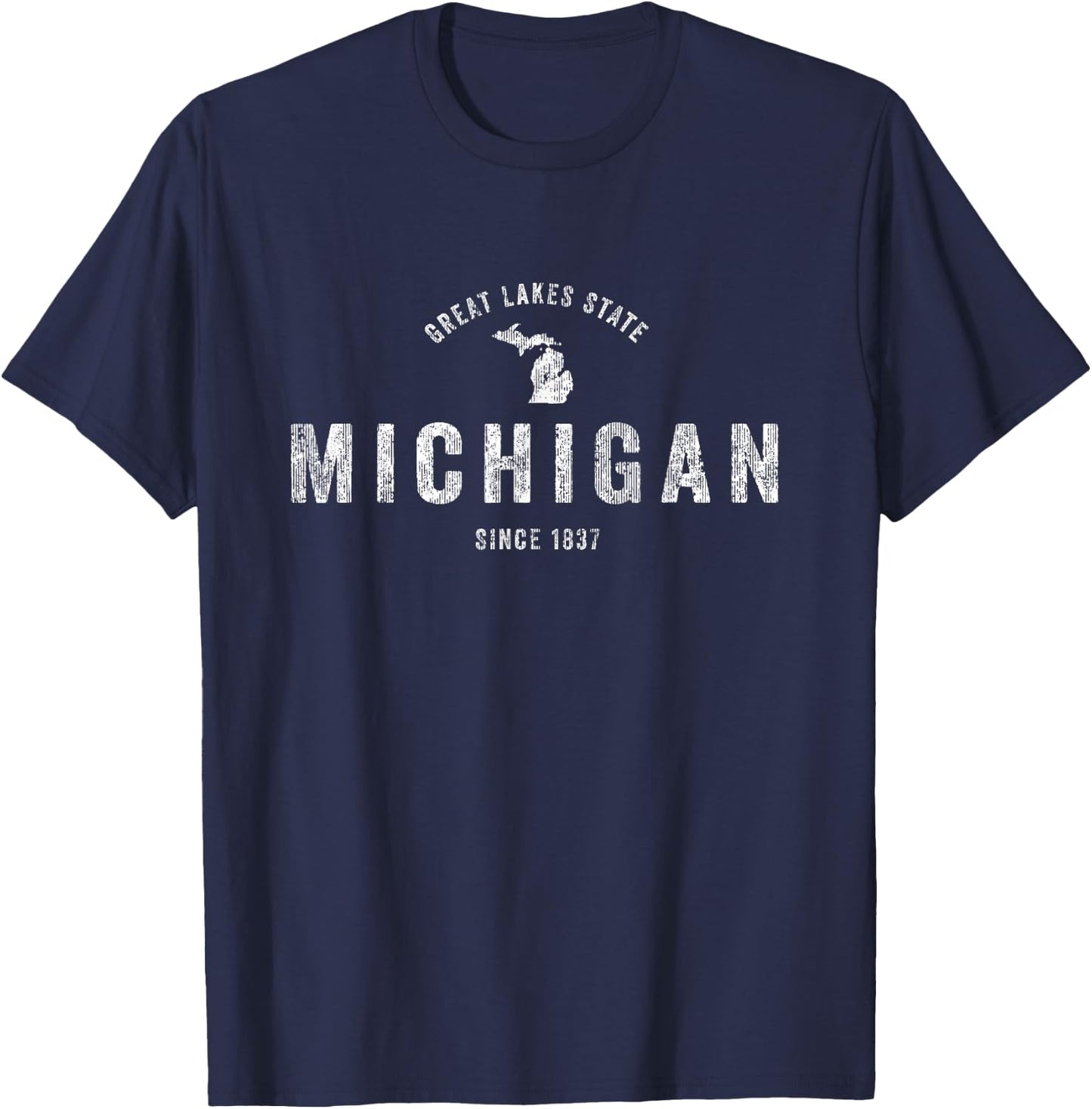 Michigan T Shirt Vintage Sports Design Retro MI T-Shirt - T-Shirt | Navy