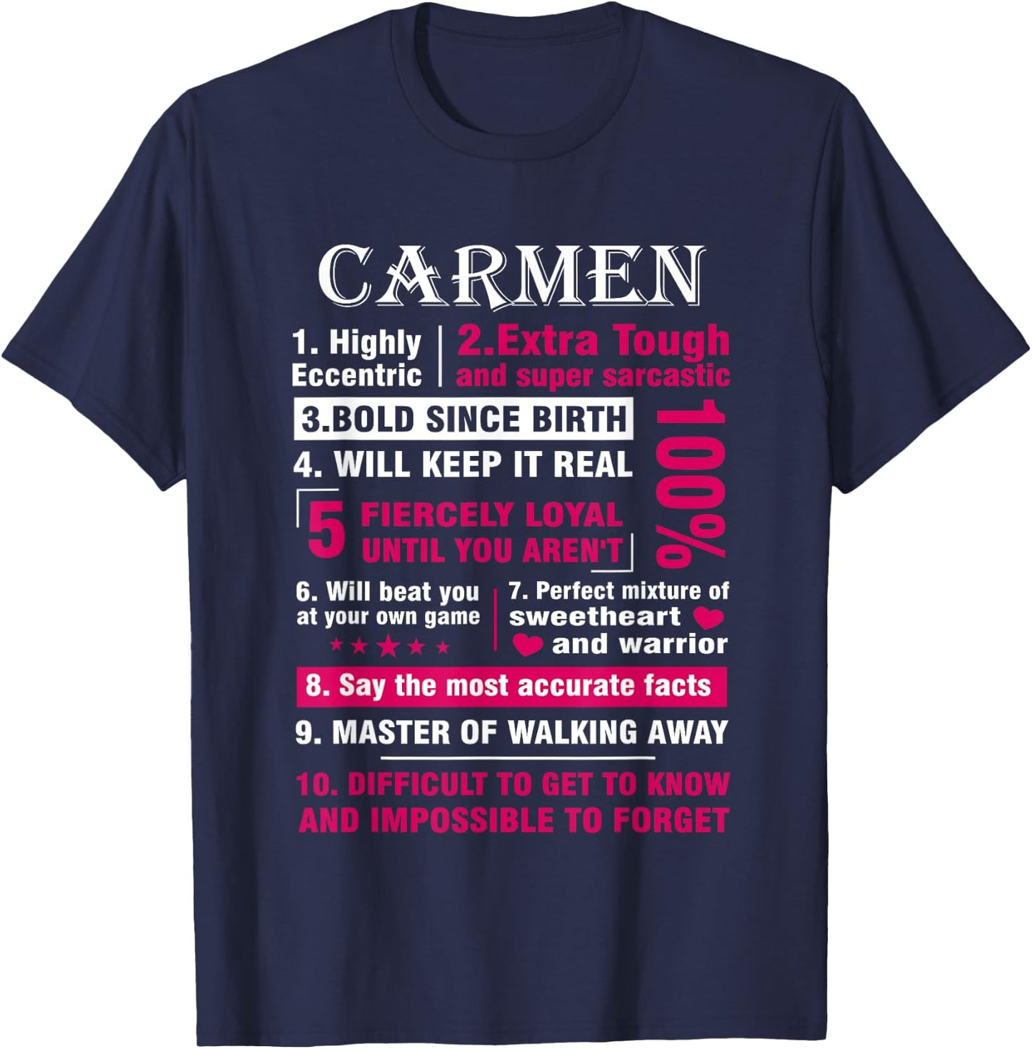 CARMEN Highly Eccentric 10 Facts Shirt First Name shirt T-Shirt - T-Shirt | Navy