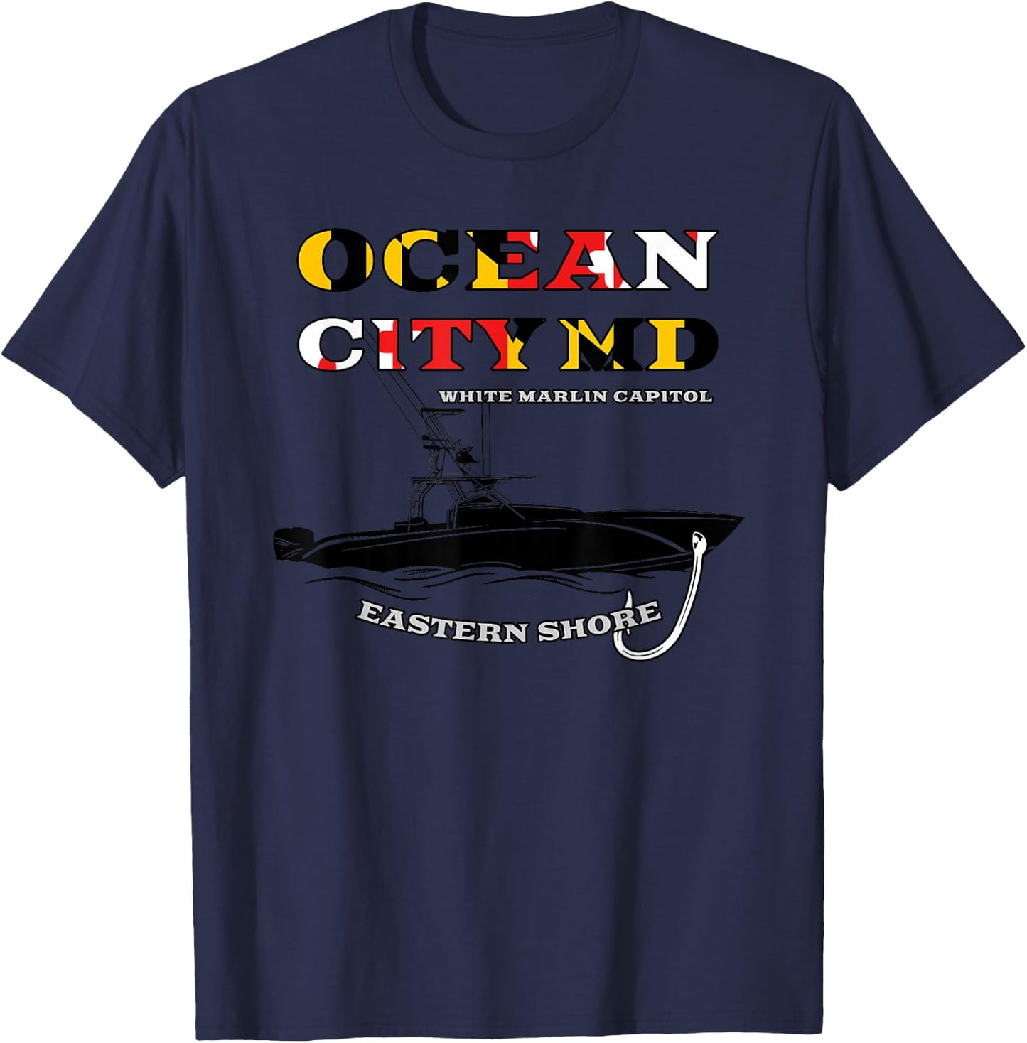 Ocean City Maryland White Marlin Fishing Capital T-Shirt - T-Shirt | Navy