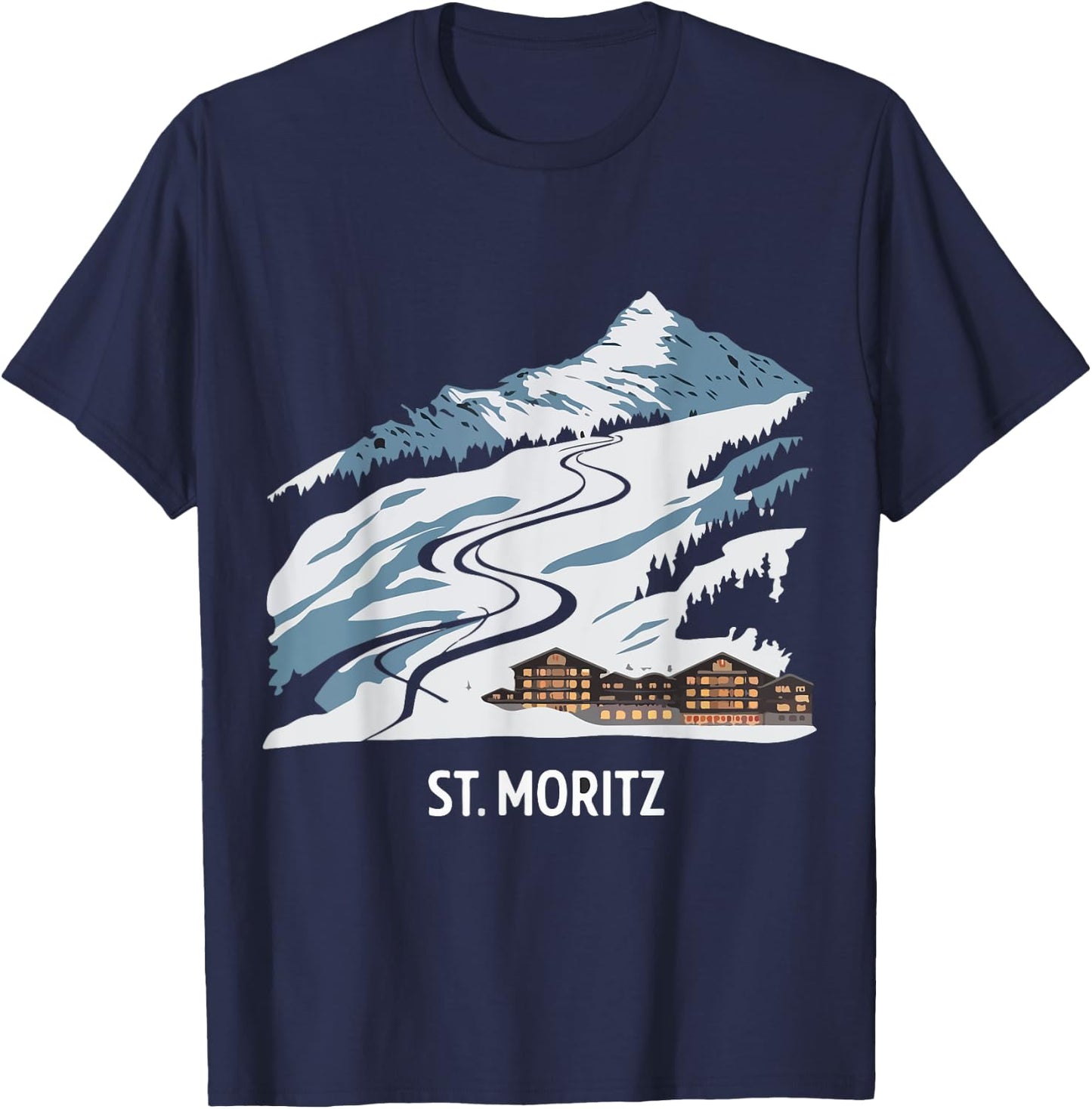 St Moritz Swiss Snow Alps T-Shirt - T-Shirt | Navy