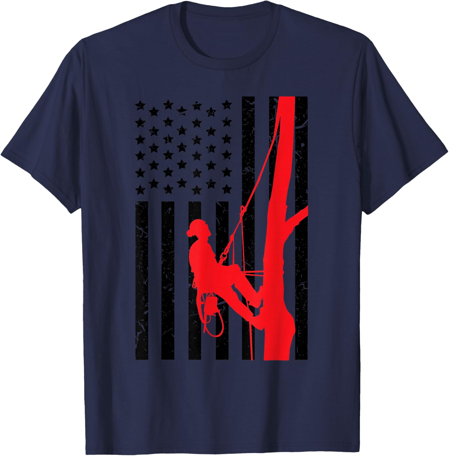 Arborist Patriotic Gift Distressed American Flag 4th of July T-Shirt - T-Shirt | Navy