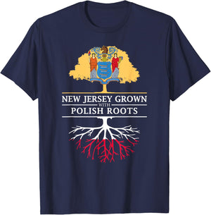 New Jersey Grown with Polish Roots - Poland T-Shirt - T-Shirt | Navy