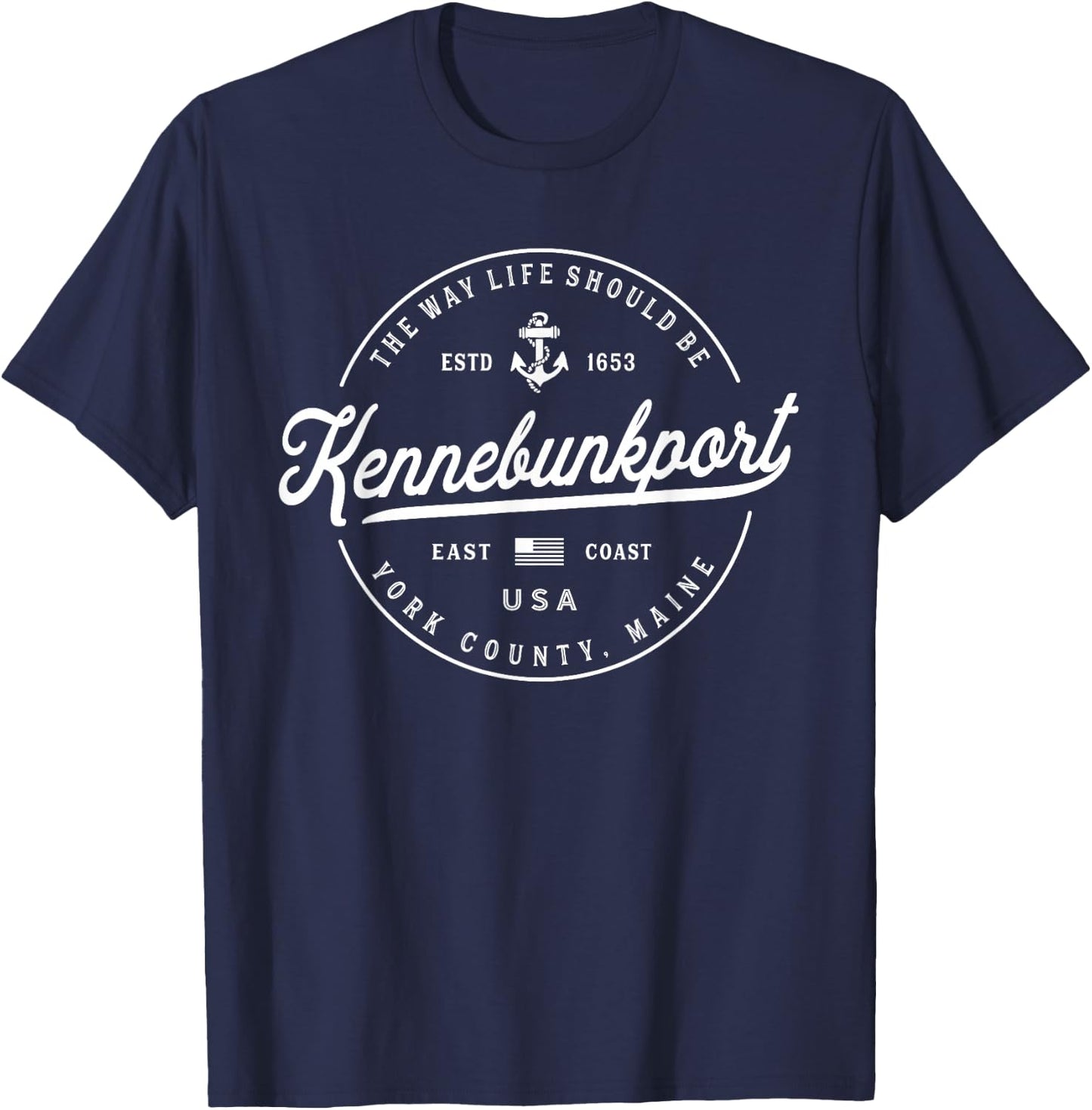 NAUTICAL Anchor Kennebunkport Maine Travel Vacation T-Shirt - T-Shirt | Navy