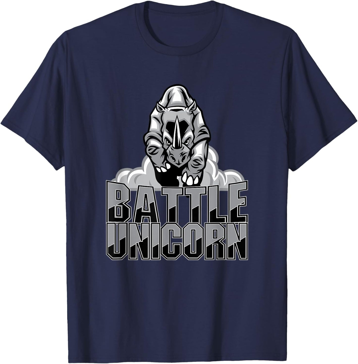 Battle Unicorn - Funny Rhino Rainbow Safari T-Shirt - T-Shirt | Navy