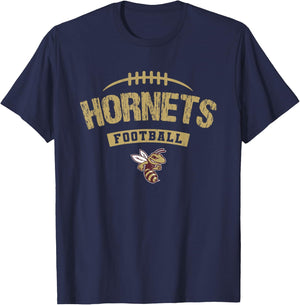 Licking Heights Hornets Logo Football Distressed HS T-Shirt - T-Shirt | Navy