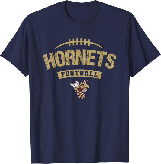 Licking Heights Hornets Logo Football Distressed HS T-Shirt - T-Shirt | Navy