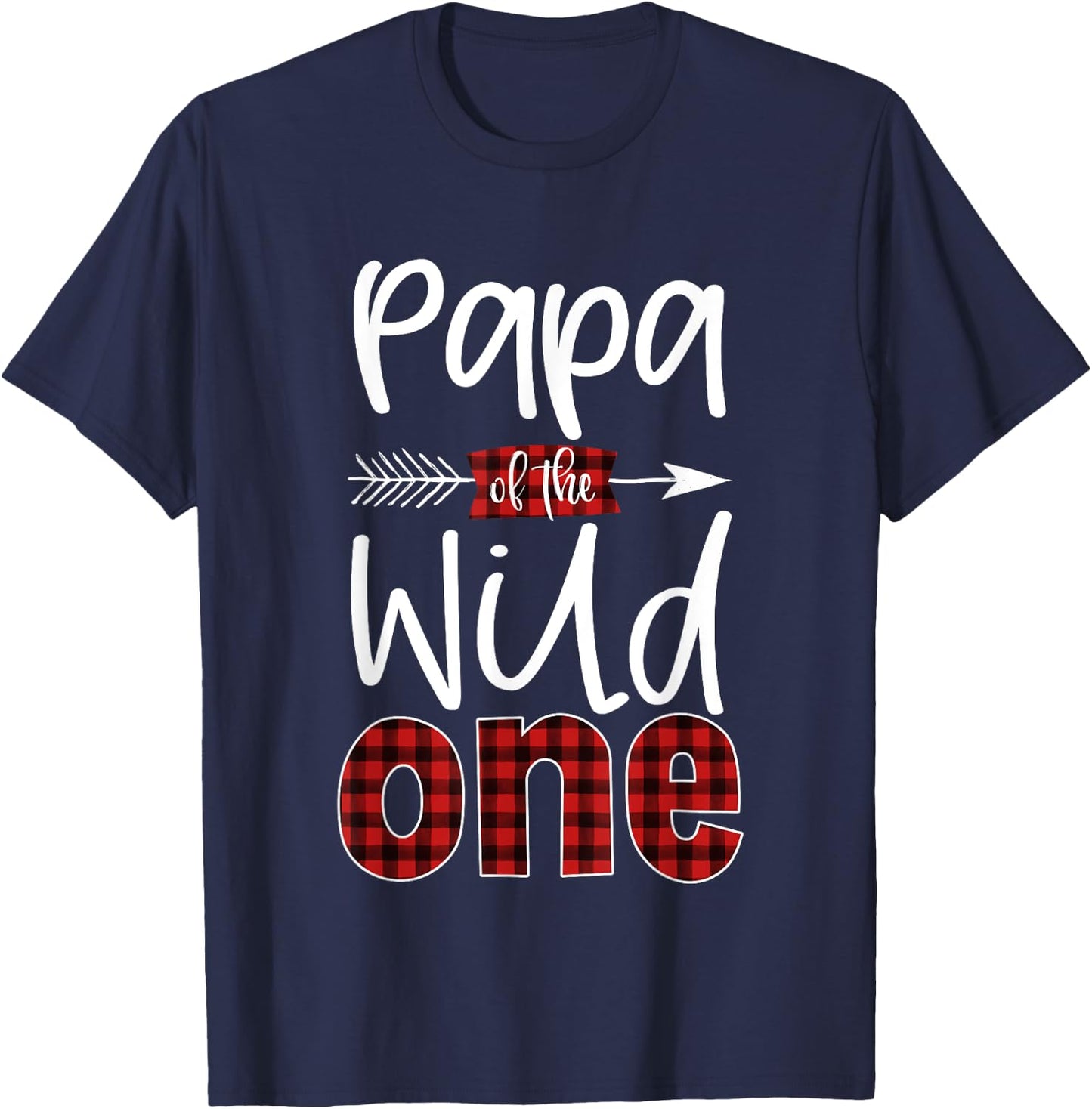 Papa of the Wild One Buffalo Plaid Lumberjack 1st Birthday T-Shirt - T-Shirt | Navy