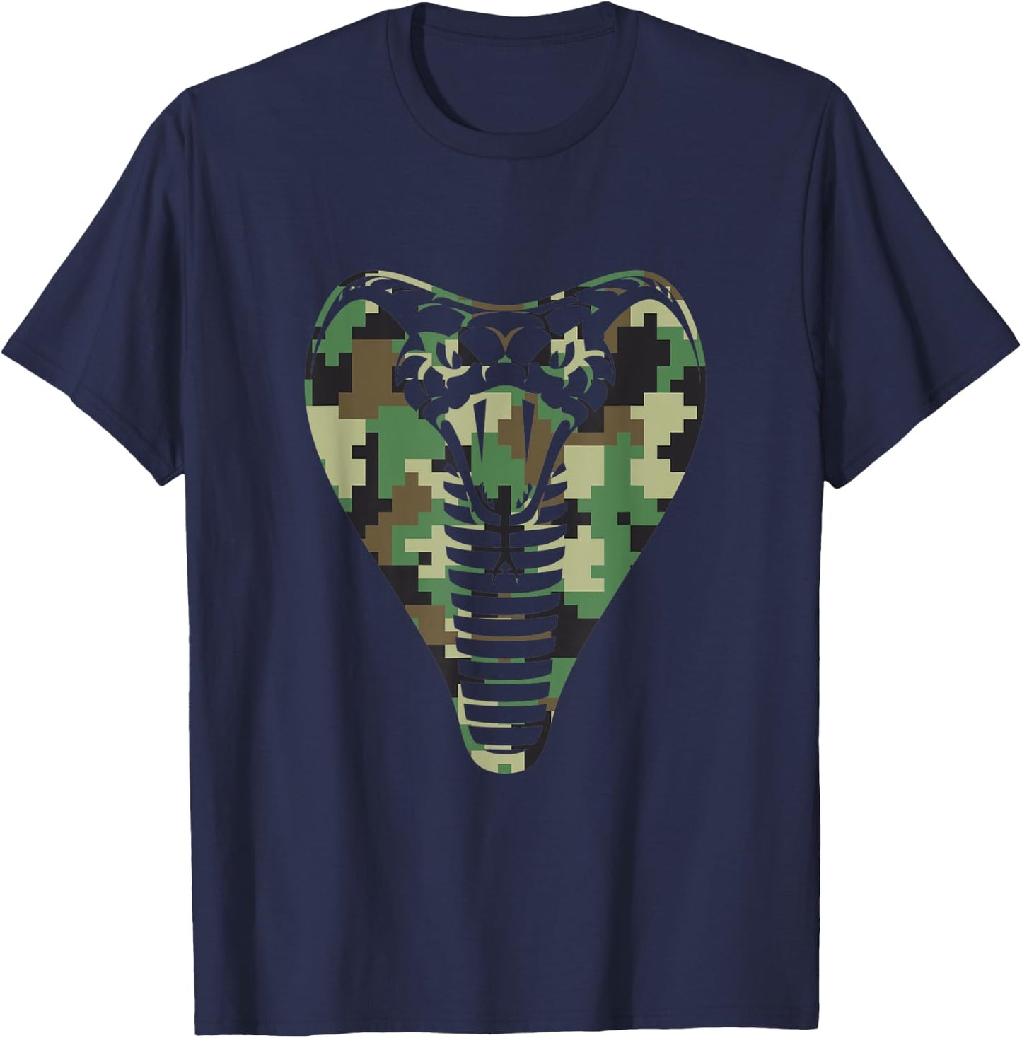 Camouflage King Cobra Snake Lover Graphic T-Shirt - T-Shirt | Navy