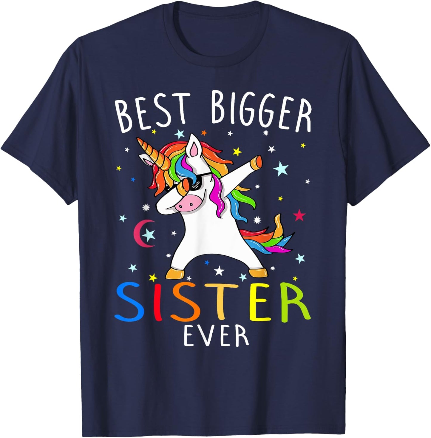 Best Bigger Sister Ever Unicorn T-Shirt - T-Shirt | Navy