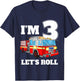 Kids Fire Truck 3rd Birthday Boy 3 Year Old Three Firefighter T-Shirt - T-Shirt | Navy