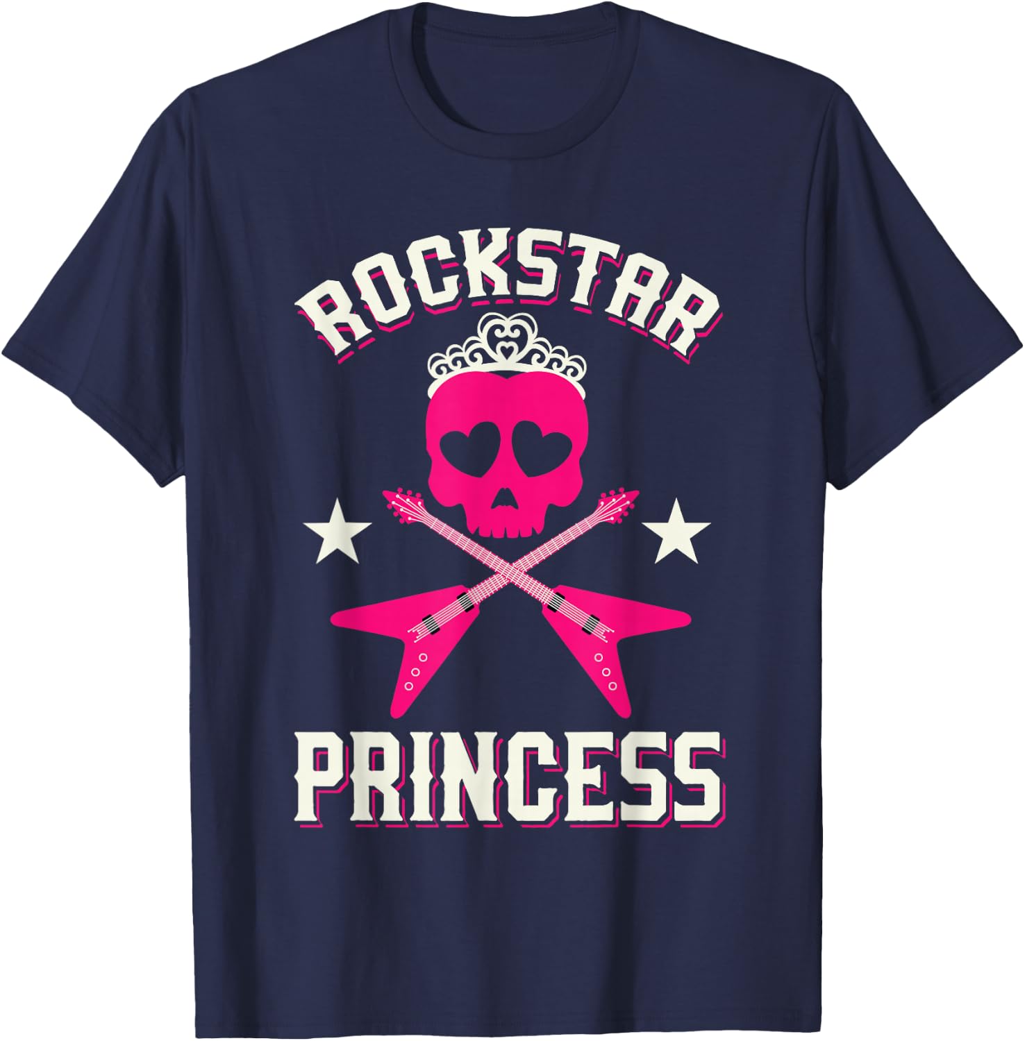 Rockstar Princess Shirt | Cute Girls Rockers Gift T-Shirt - T-Shirt | Navy