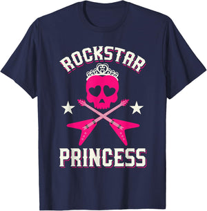 Rockstar Princess Shirt | Cute Girls Rockers Gift T-Shirt - T-Shirt | Navy