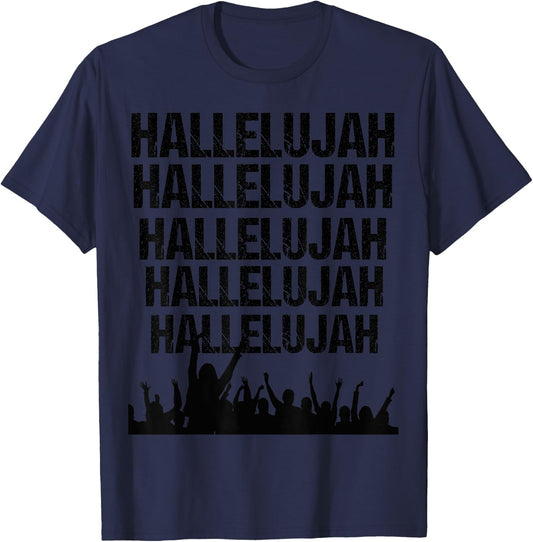 Hallelujah Inspirational Praise And Worship Christian Gift T-Shirt - T-Shirt | Navy