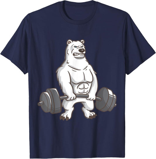 Polar Bear Powerlifting Weightlifting Gym And Animal Lovers T-Shirt - T-Shirt | Navy