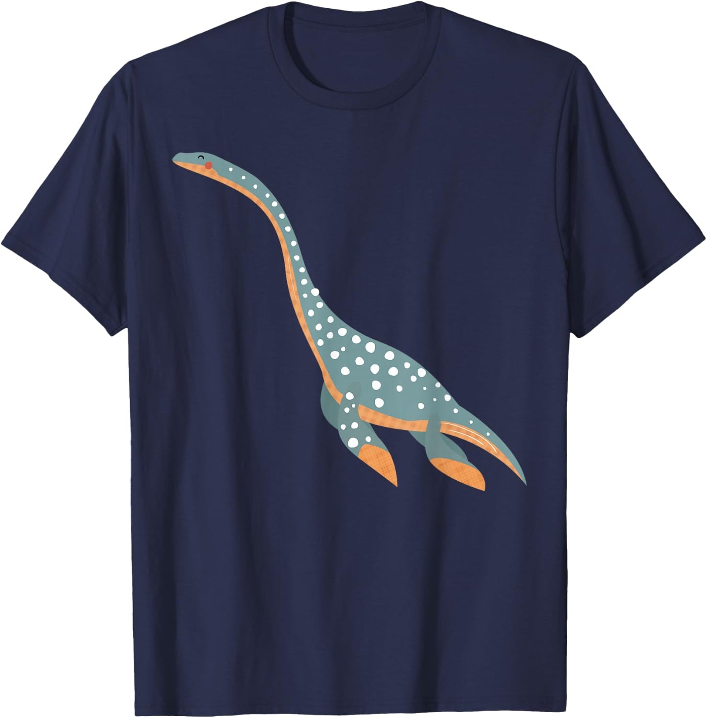 Cute Elasmosaurus | Swimming Ocean Dinosaur & Gift T-Shirt - T-Shirt | Navy