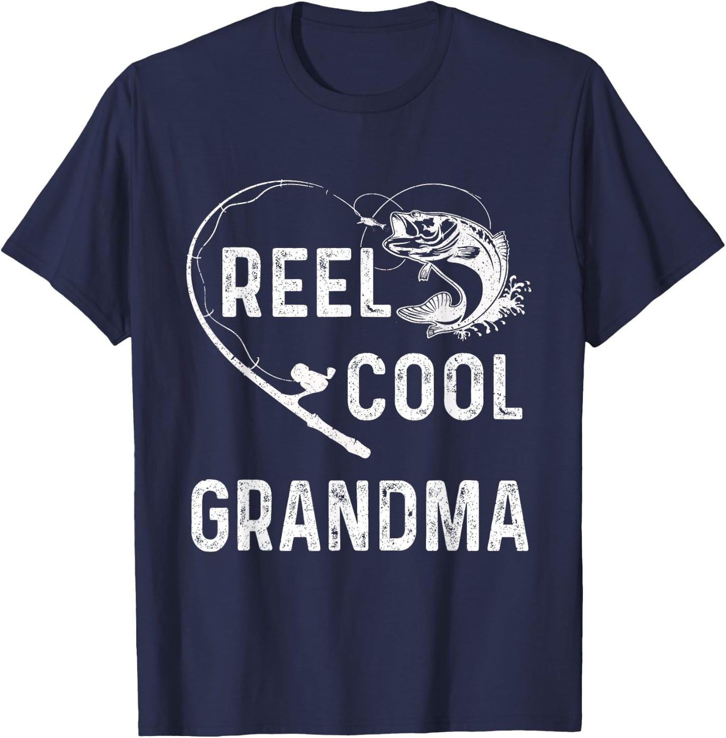 Reel Cool Grandma Retro Fishing Lover For Mothers Day T-Shirt - T-Shirt | Navy