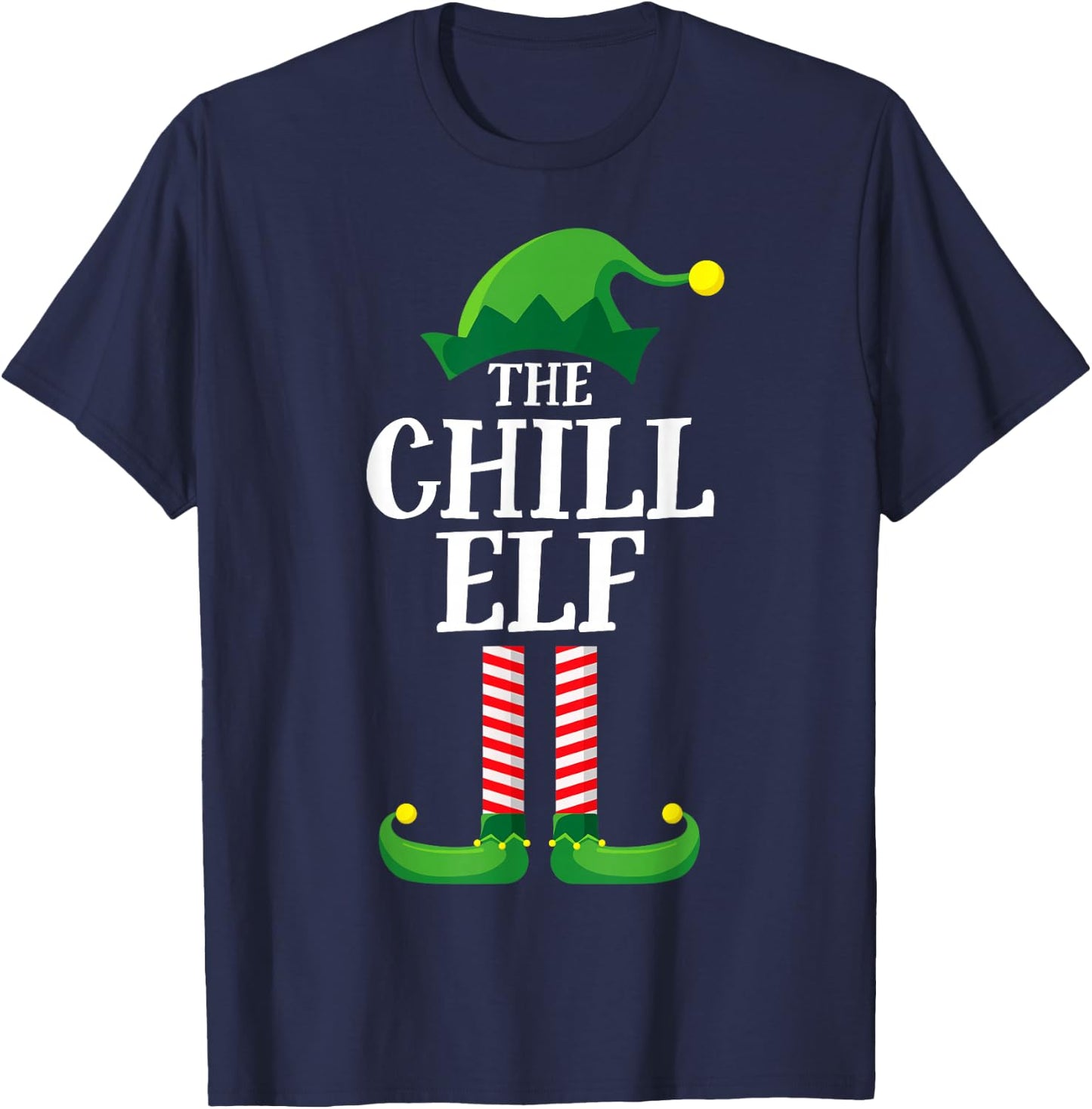 Chill Elf Matching Family Group Christmas Party Pyjamas T-Shirt - T-Shirt | Navy