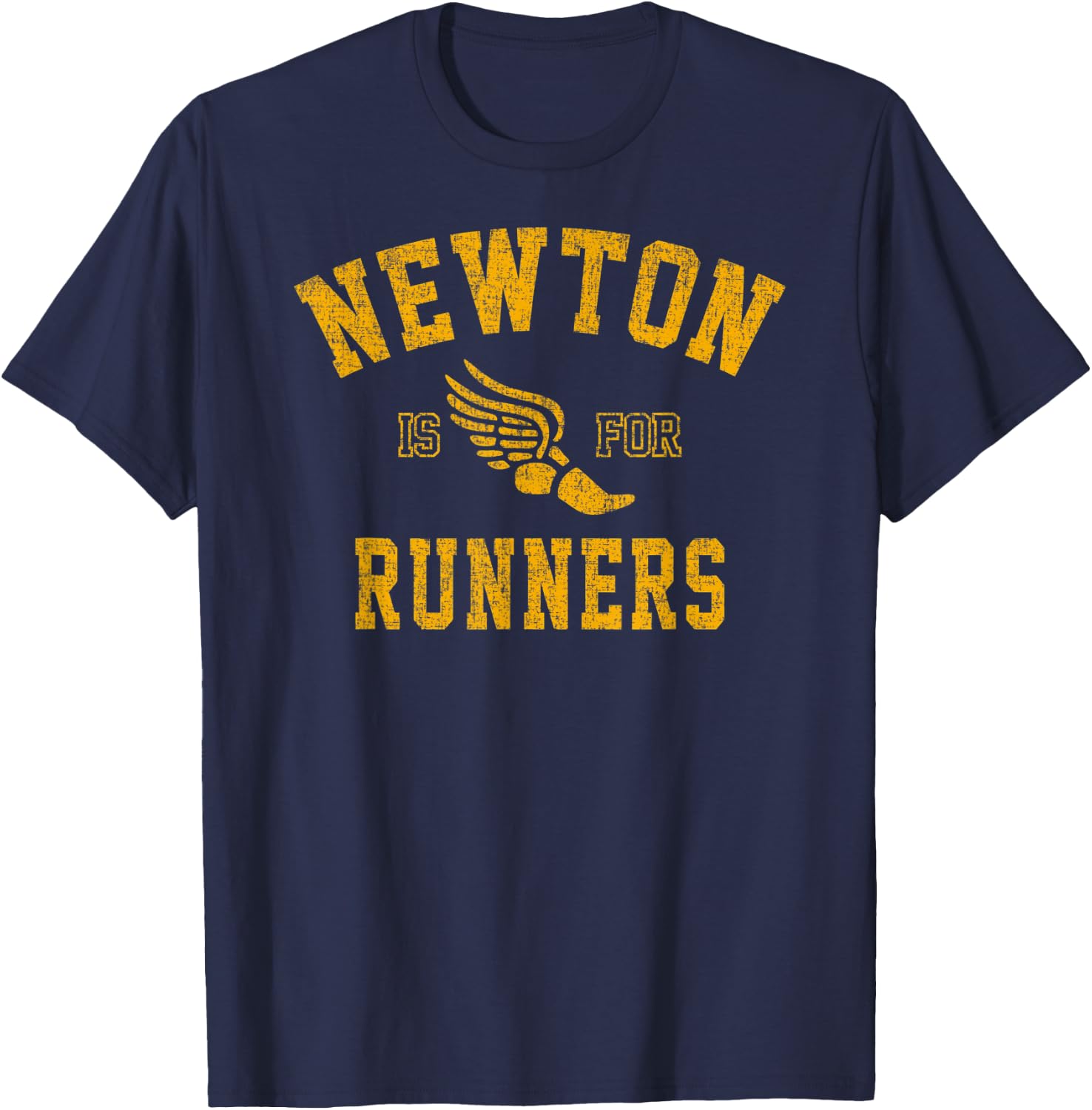 Vintage Style Newton Massachusetts is For Runners T-Shirt - T-Shirt | Navy