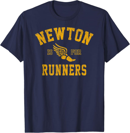 Vintage Style Newton Massachusetts is For Runners T-Shirt - T-Shirt | Navy