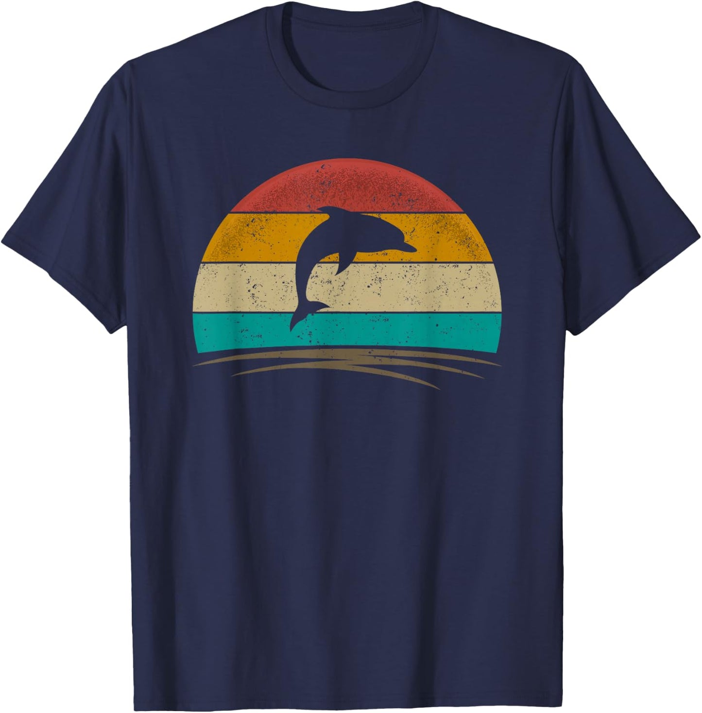Dolphin Shirt Retro Style Sea Animal Whale Marine Biology T-Shirt - T-Shirt | Navy