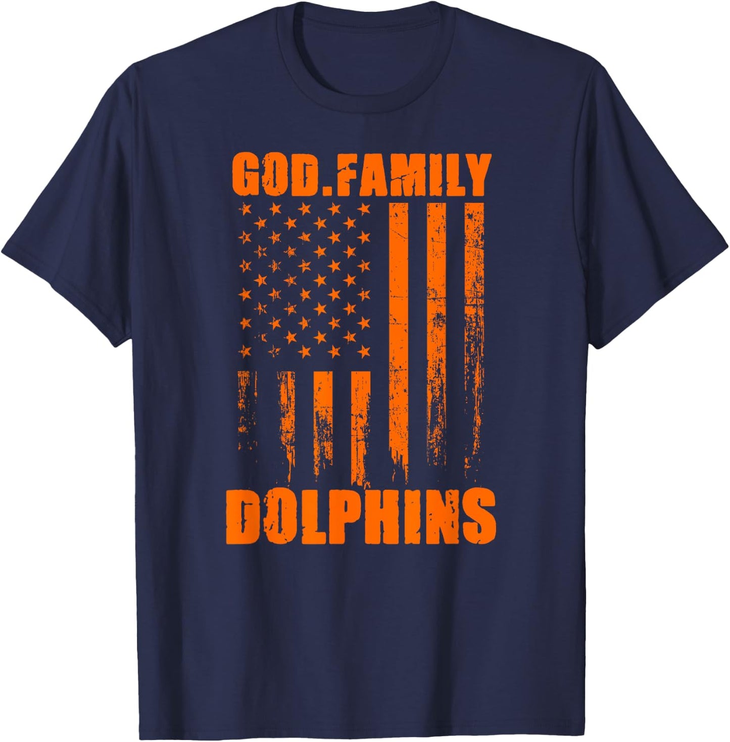 Mosley Dolphins God. Family. Vintage USA Flag T-Shirt - T-Shirt | Navy