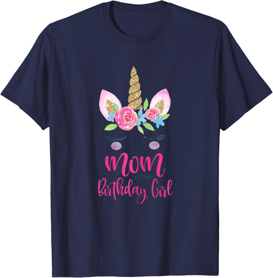 Unicorn Mom of the Birthday Girl Shirt Matching Party T-Shirt - T-Shirt | Navy