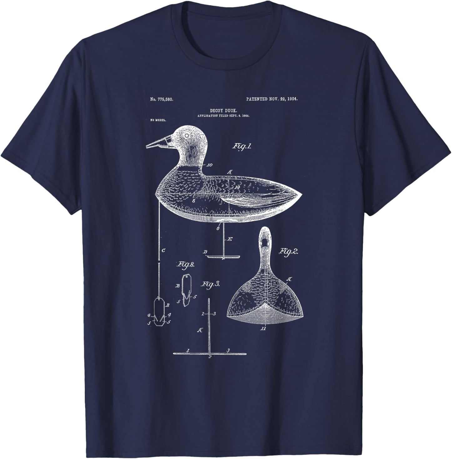 Vintage Duck Hunting Decoy Shirt - Wood Mallard Carving T-Shirt - T-Shirt | Navy