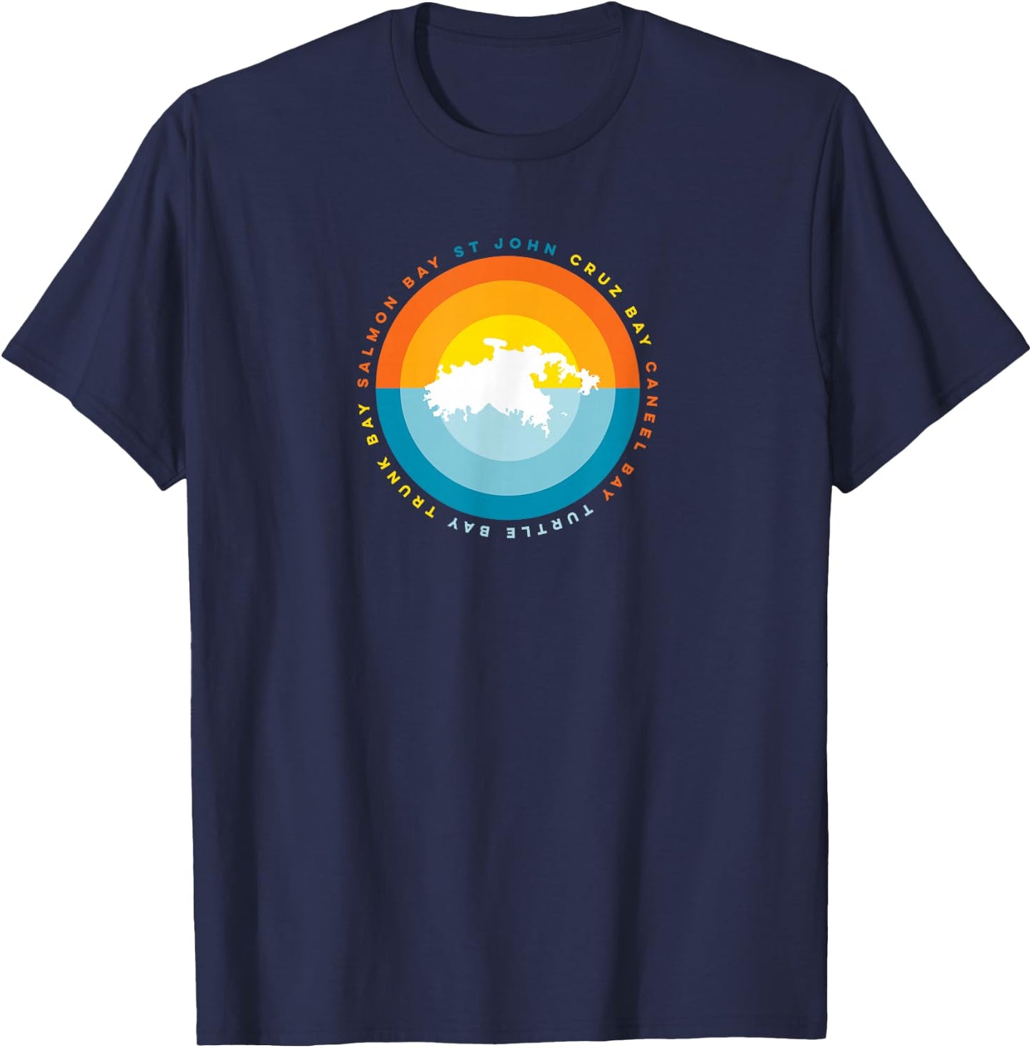 St John USVI Cruz Bay Caneel Bay Sunset Graphic T Shirt T-Shirt - T-Shirt | Navy