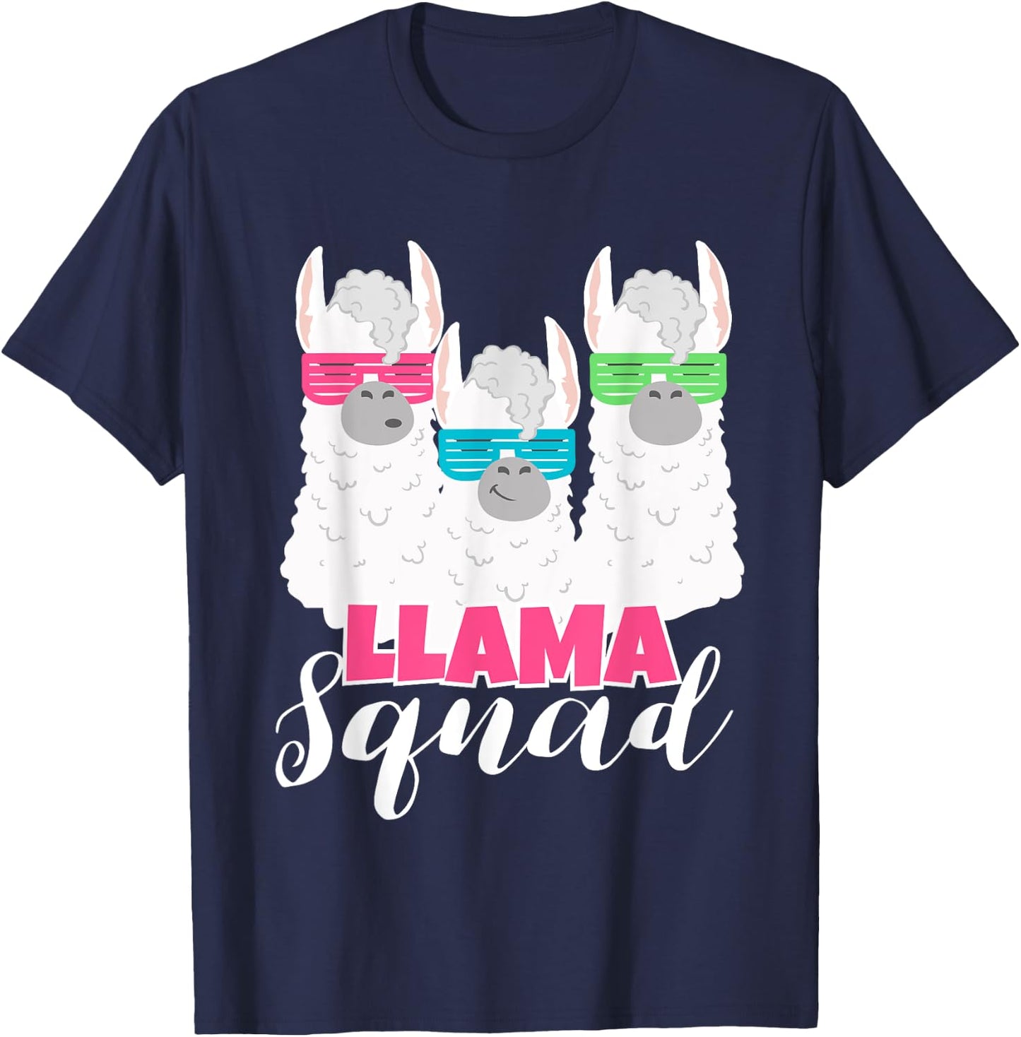 Cute Llama Squad Shirt Retro 80s Style Gift T-Shirt - T-Shirt | Navy