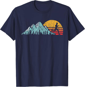 Mountain Runner - Retro Style Vintage Running T-Shirt - T-Shirt | Navy