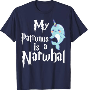 My Patronus Is A Narwhal Women Narwhal Lovers Girls Kid Gift T-Shirt - T-Shirt | Navy