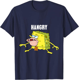Hangry Caveman Spongebob Meme T-Shirt - T-Shirt | Navy