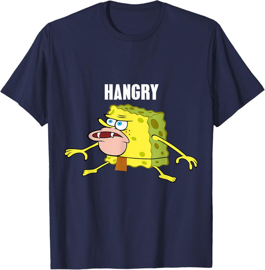 Hangry Caveman Spongebob Meme T-Shirt - T-Shirt | Navy