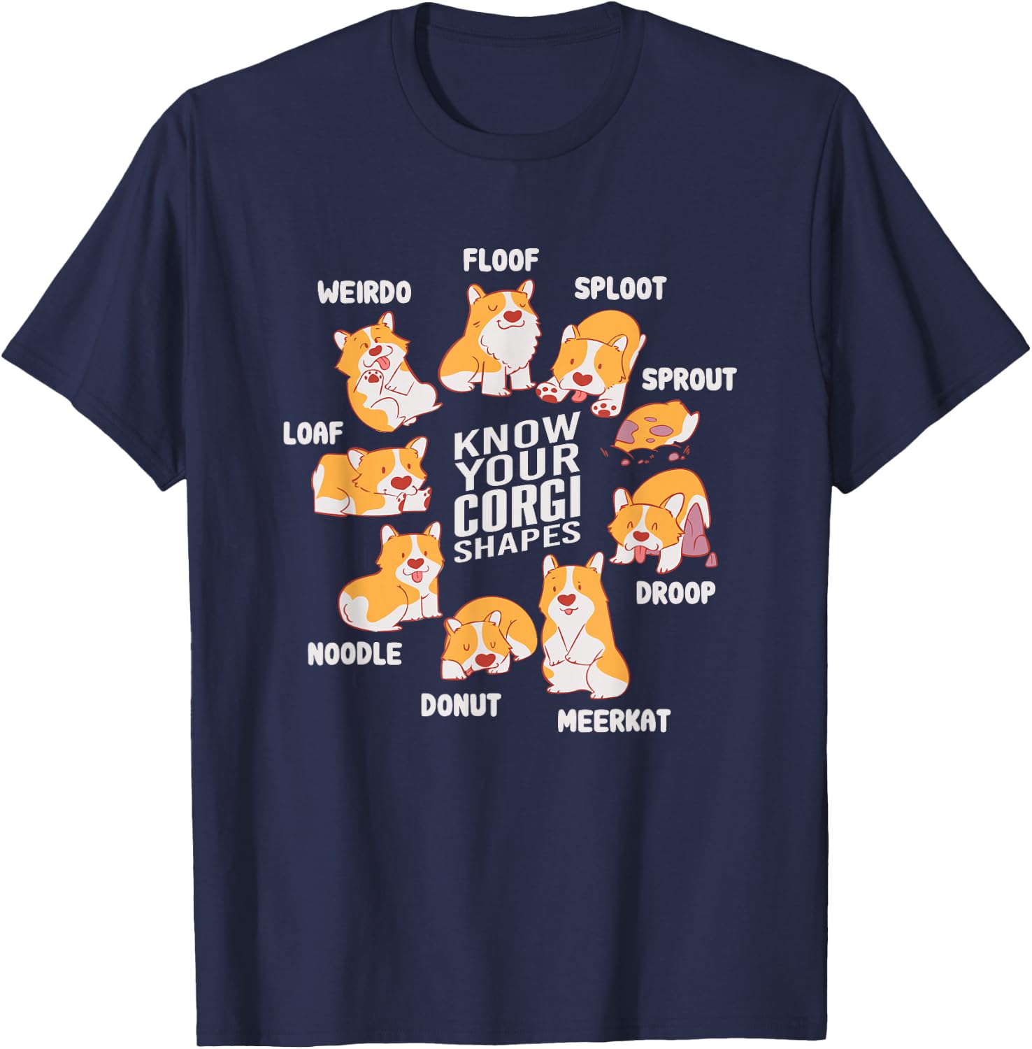 Funny Know Your Corgi Shapes Cute Welsh Dog Lover T-Shirt - T-Shirt | Navy