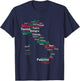 Italy Map Silhouette Flag Towns Cities Rome Travel Europe T-Shirt - T-Shirt | Navy
