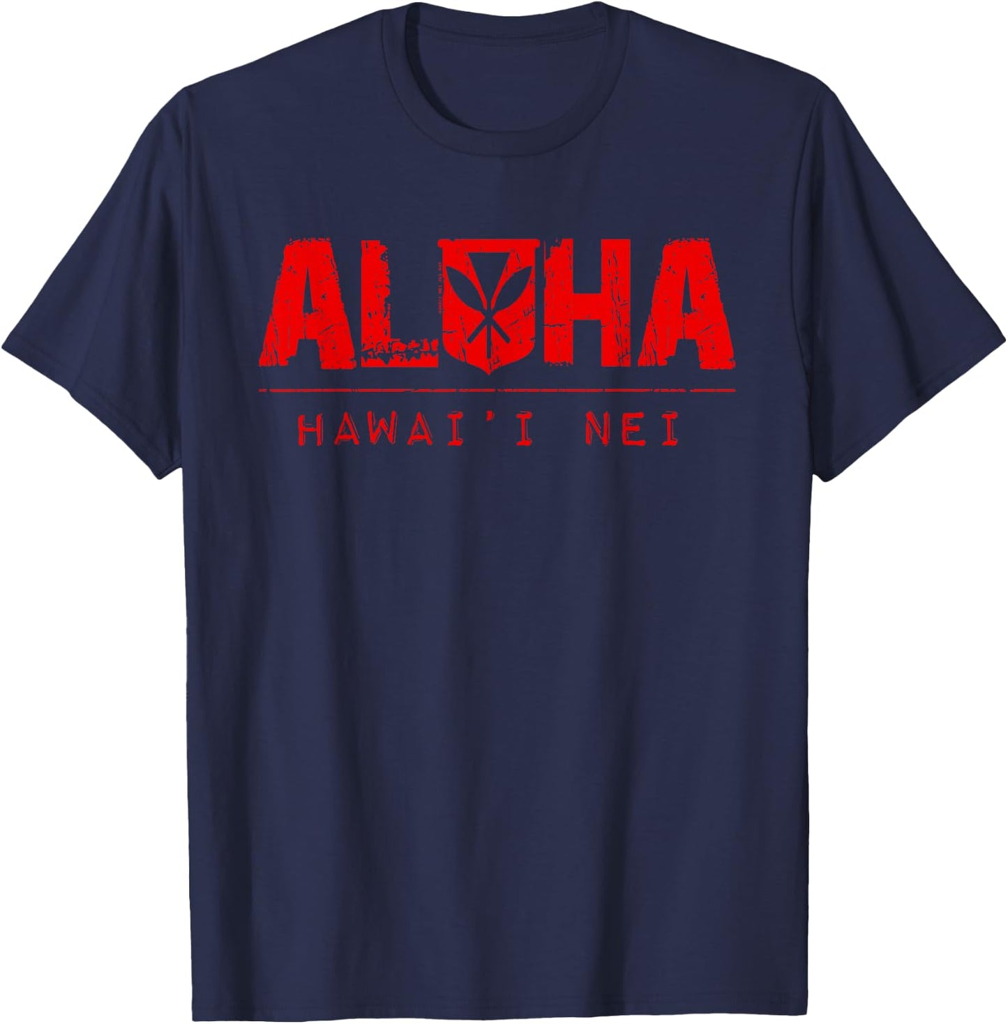 Aloha Hawai'i Nei Kanaka Maoli(red) by Hawaii Nei All Day T-Shirt - T-Shirt | Navy