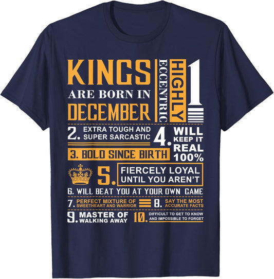 Birthday Gifts - Kings are Born In December T-Shirt - T-Shirt | Navy