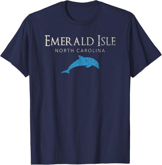 Vintage Emerald Isle NC Dolphin T Shirt T-Shirt - T-Shirt | Navy