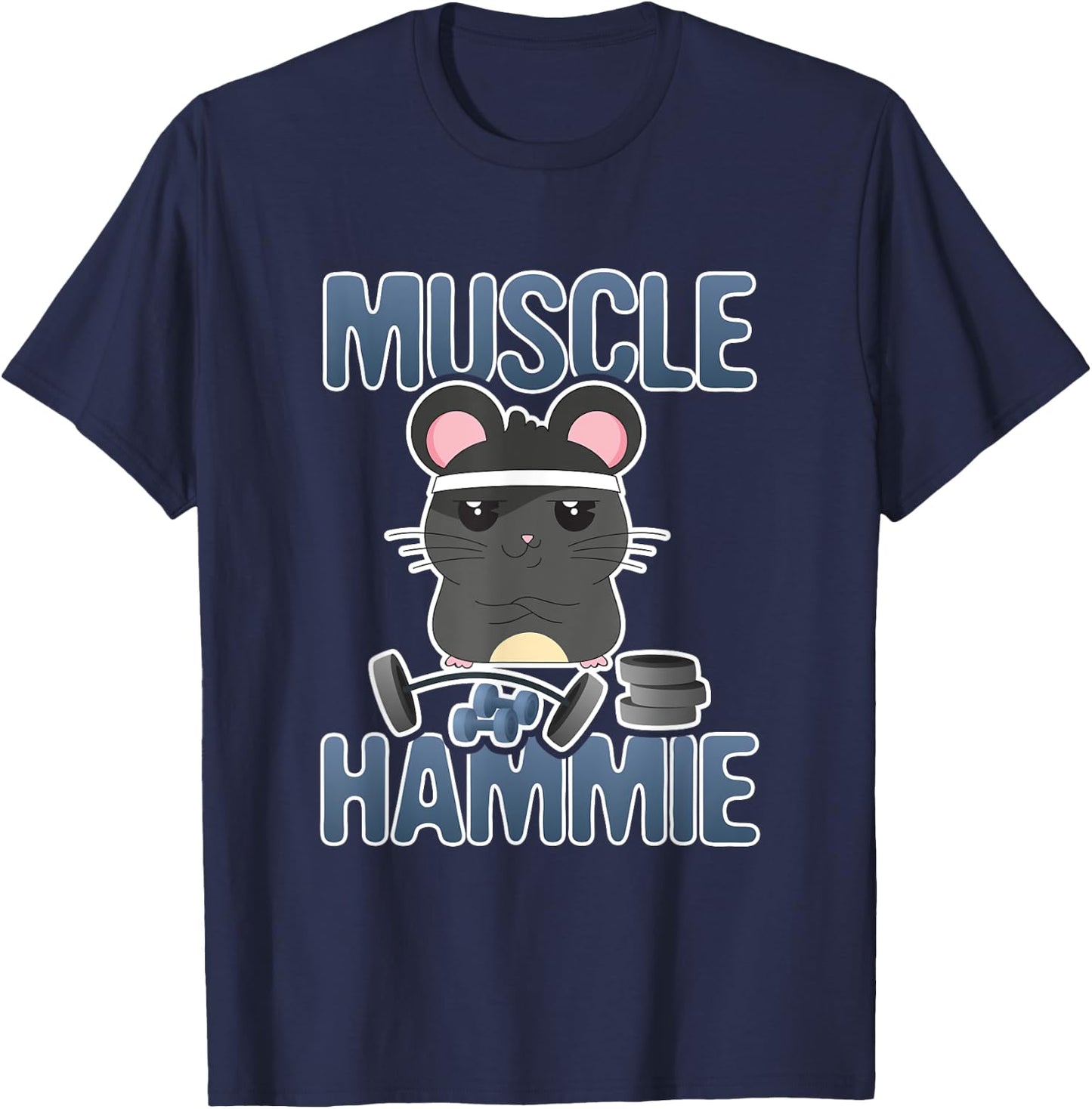 Muscle Hammie Funny Hamster Gym Work Out T-Shirt - T-Shirt | Navy