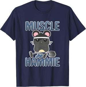 Muscle Hammie Funny Hamster Gym Work Out T-Shirt - T-Shirt | Navy