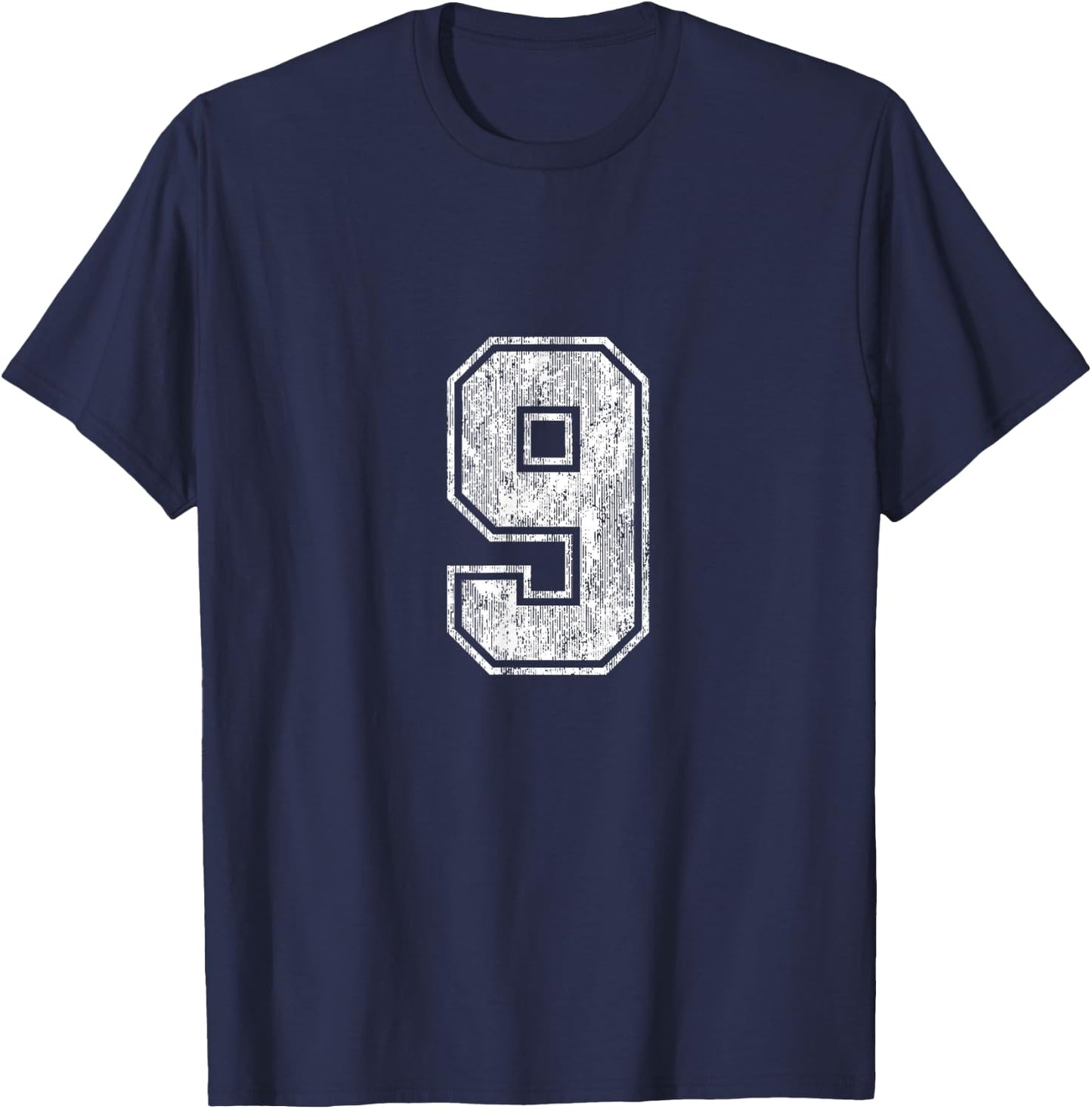 Number 9 Vintage Nine Sports Design T-Shirt - T-Shirt | Navy