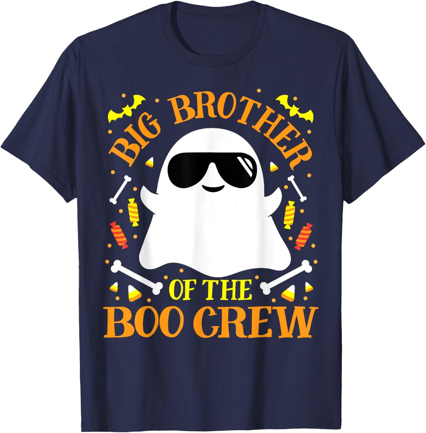 Big Brother Boo Crew Ghost Matching Family Set Boy Halloween T-Shirt - T-Shirt | Navy