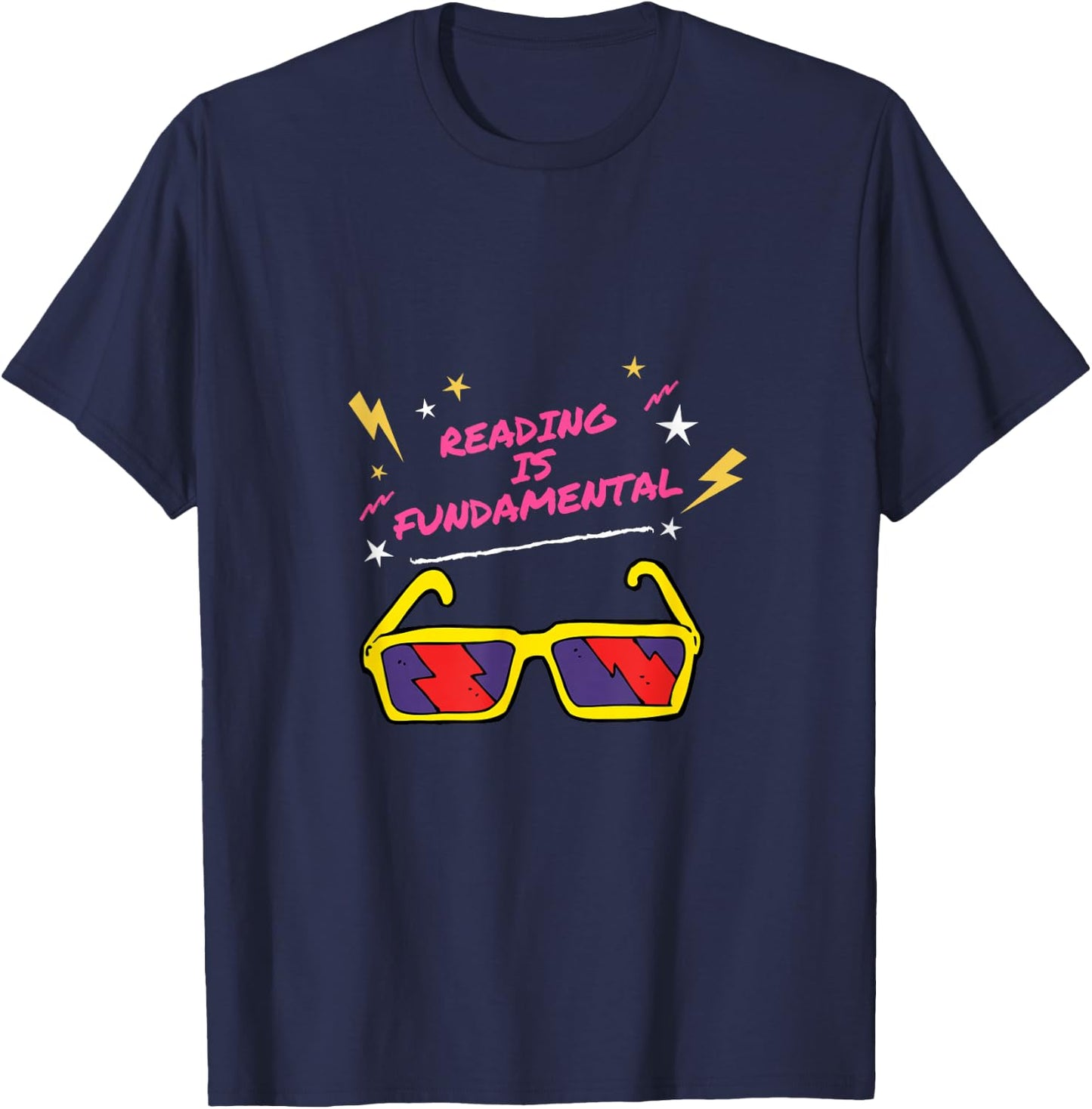 Reading is Fundamental | Retro Book Lover Gifts T-Shirt - T-Shirt | Navy