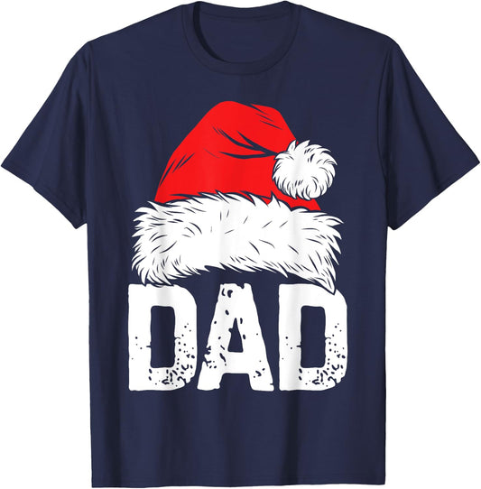Dad Santa Christmas Family Matching Pajamas Papa Xmas Father Short Sleeve T-Shirt - T-Shirt | Navy
