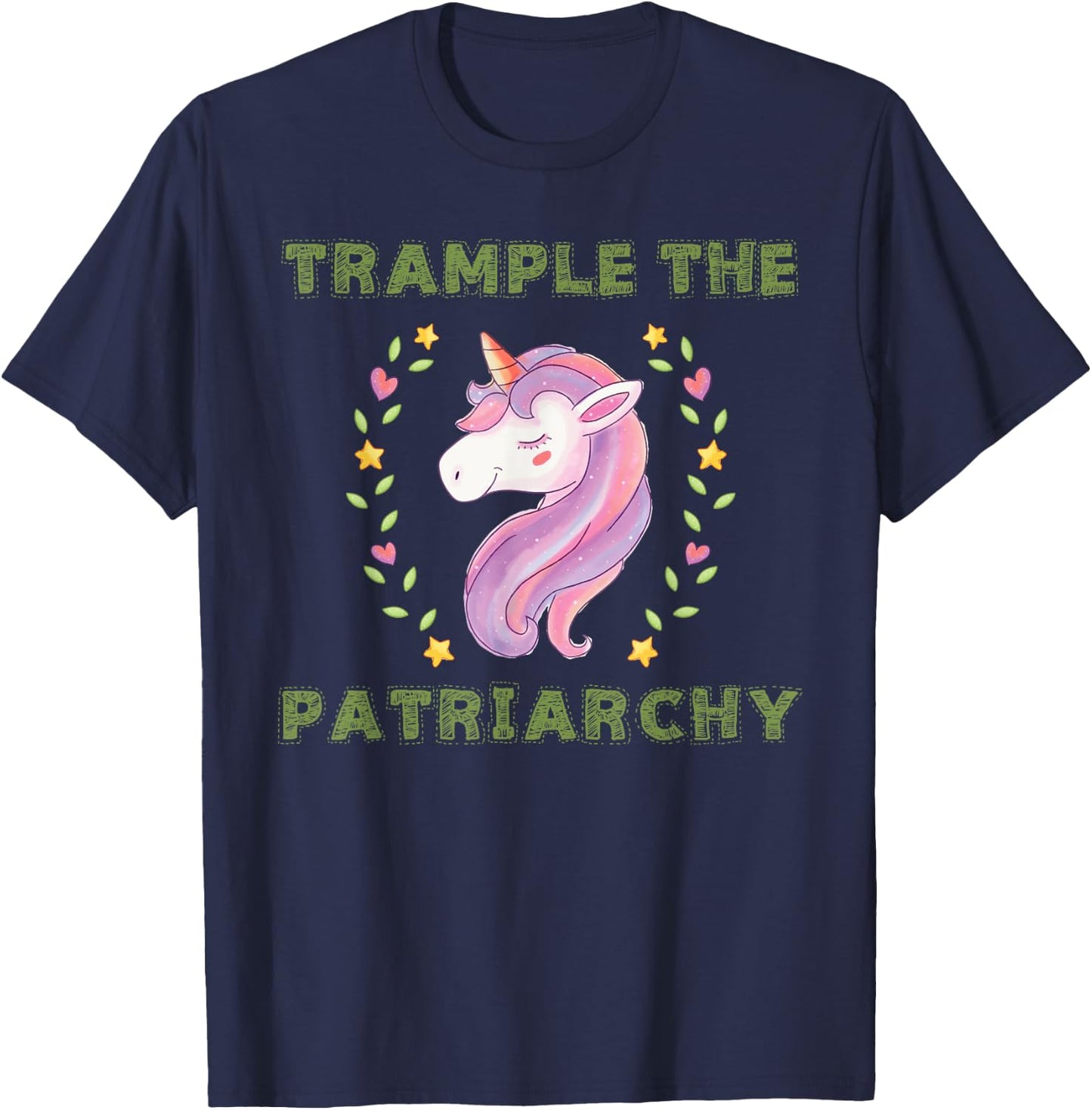 Trample The Patriarchy, Unicorn Lovers Feminist T-Shirt - T-Shirt | Navy