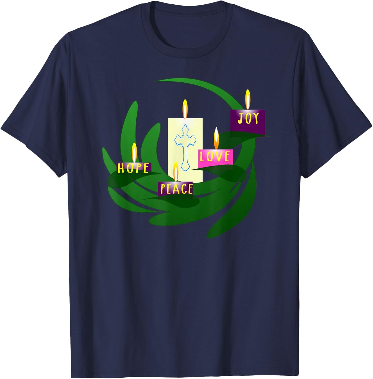 Advent Wreath Christmas Candles T Shirt T-Shirt - T-Shirt | Navy