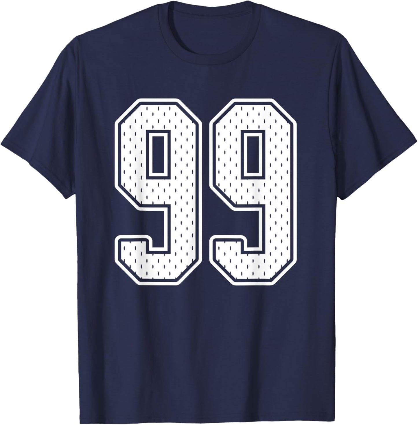 #99 White Vintage Number 99 Sports Fan Jersey Style T-Shirt - T-Shirt | Navy