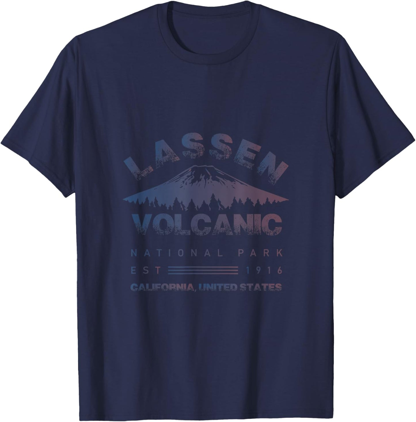 Cool Distressed Lassen Volcanic National Park T-Shirt - T-Shirt | Navy