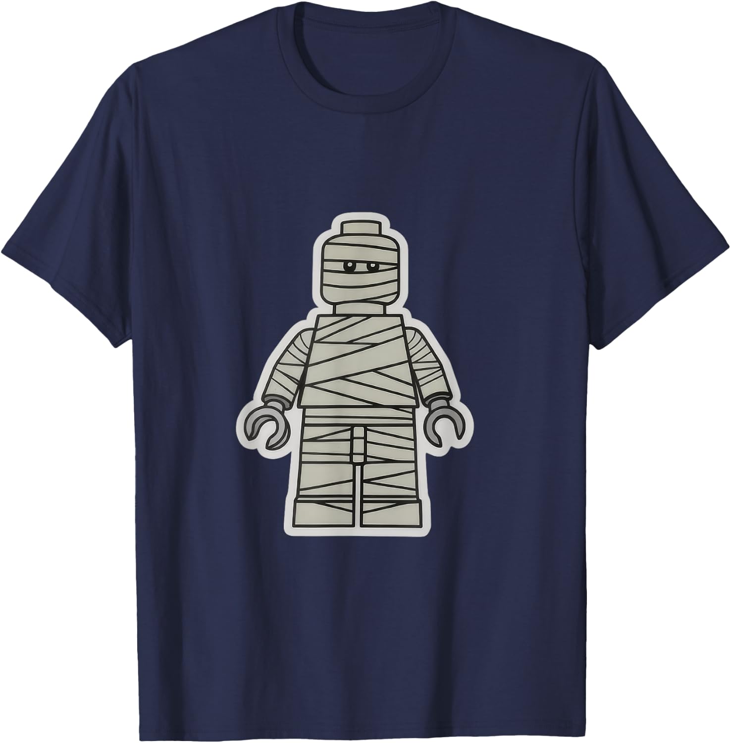 Halloween Building Brick Man - Mummy T-Shirt - T-Shirt | Navy